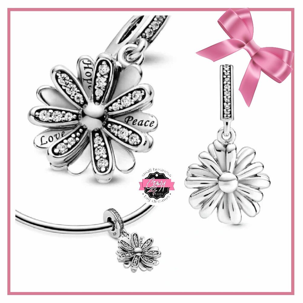 Pandora Sparkling Daisy Flower Dangle Charm - image 1